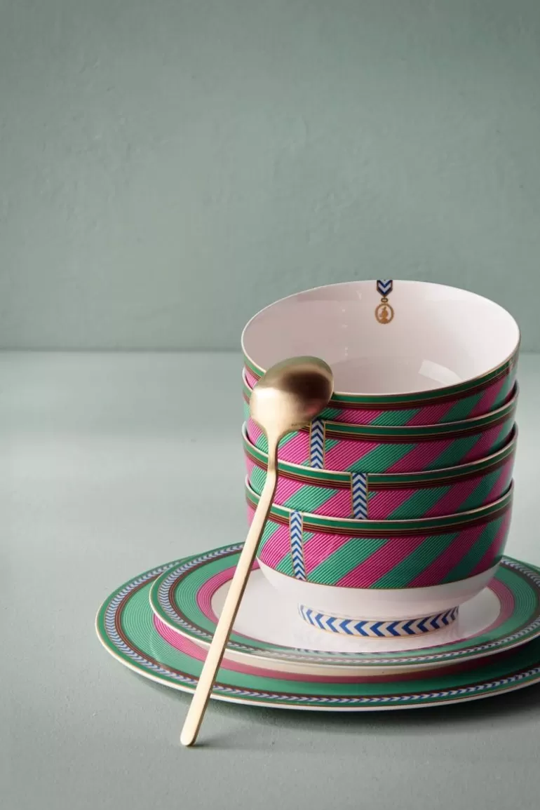 Schalen<Pip Studio Pip Chique Stripes Schale Rosa/Grun 15.5Cm