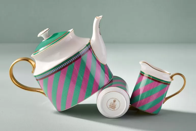 Teekannen<Pip Studio Pip Chique Stripes Teekanne Gross Rosa/Grun